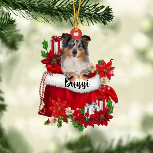 Vista 113 de Perro Akita Inu personalizado en bolsa de regalo, adorno de Navidad, nombre personalizado, regalo para amantes de los perros, familia, Navidad