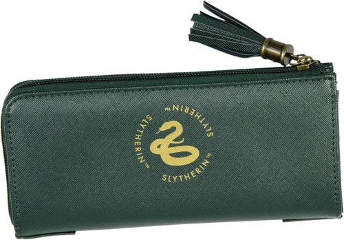 Vista 2 de Bioworld Cartera de Harry Potter de diseño Hogwarts Houses con cremallera de cuero sintético para mujer