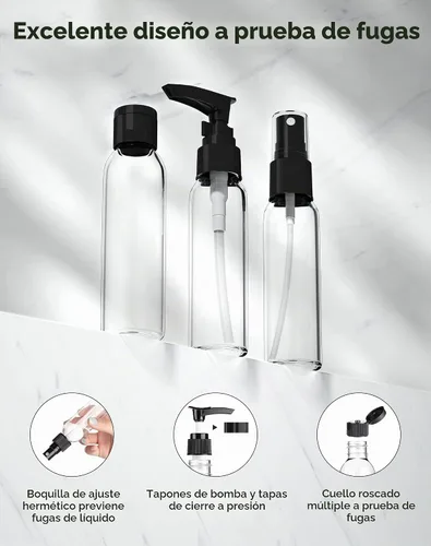 Vista 2 de Kit de botellas de viaje Morfone, Negro