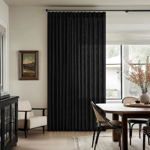 Vista 47 de TWODRAPES Cortinas de Lino Plisadas con Pinza Beige Blancas de 54 Pulgadas de Largo 2 Paneles para Comedor Cocina Dormitorio Plisadas Semi