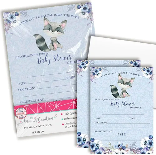 Vista 12 de Amanda Creation Invitaciones para baby shower de alce, paquete de 20 invitaciones de espolvoreo de 5 x 7 pulgadas, tarjetas de relleno de doble cara