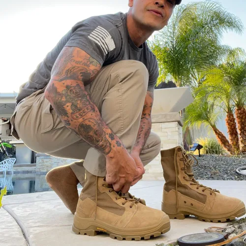 Vista 3 de ROCKROOSTER M.G.D.B Tactical Boots for men, 8 inch XX-wide Soft Toe, Comfortable Anti-Fatigue Tech, Durable, Quick Dry Ankle Support Combat