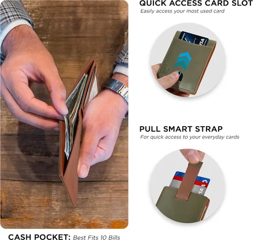 Vista 16 de SERMAN BRANDS RFID Blocking Slim Bifold Genuine Leather Thin Minimalist Front Pocket Wallets for Men Billfold Wallet Men Gift