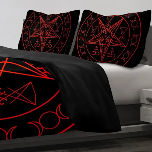 Vista 3 de Baphomet and Lucifer - Funda de edredón suave de 3 piezas para niños, juego de ropa de cama para niños, 1 funda de edredón + 2 fundas de almohada