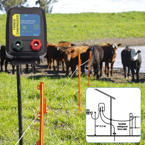 Vista 4 de Cargador de valla eléctrica Plus 2 Millas/8 Acres, Cargador de valla eléctrica PE2, Cargadores de valla eléctrica para ganado para cercar animales