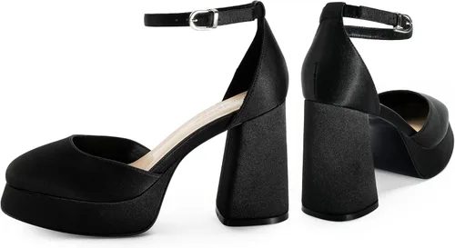 Vista 7 de Modatope Tacones de plataforma para mujer, tacón grueso, puntera cerrada, tacón de bloque, correa de tobillo, sandalias de plataforma