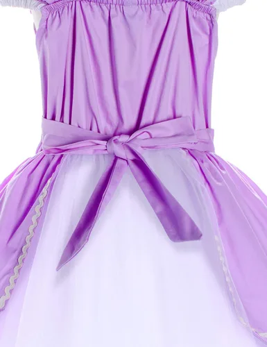 Vista 5 de Joy Join Disfraz de princesa azul para niñas pequeñas, vestido con guantes, corona, varita, collar, Azul 32 Con Accesorios