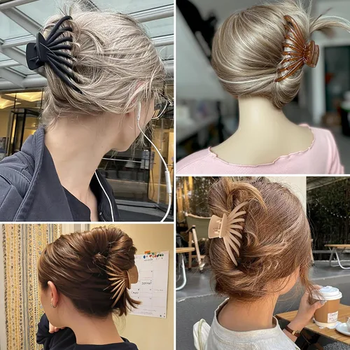 Vista 6 de Pinzas para el cabello grueso, paquete de 4 pinzas de gelatina extra grandes para mujeres, accesorios para el cabello de 4.75 pulgadas para mujeres