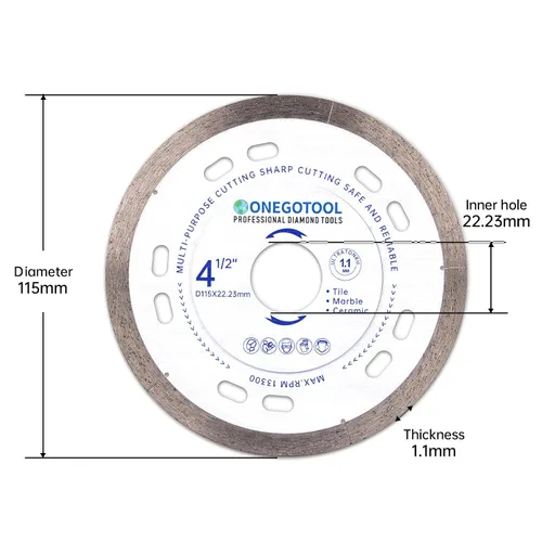 Vista 3 de 3 hojas de sierra de diamante para amoladora angular, disco indestructible súper fino para cortar mármol de granito de cerámica de porcelana, 3