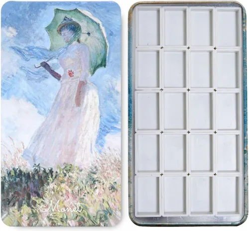 Vista 9 de FCLUB Paleta de latas de acuarela con 20 bandejas vacías completas con rayas magnéticas DIY tu kit de acuarela de viaje