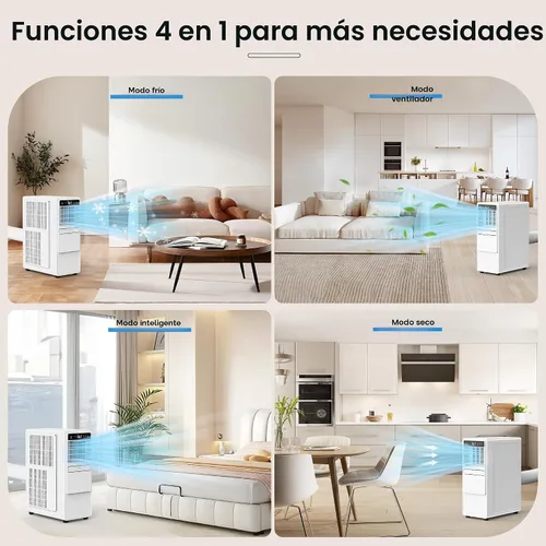 Vista 3 de DOMANKI Aire acondicionado portátil de 12000 BTU para habitaciones de hasta 500 pies cuadrados, unidad de CA portátil 3 en 1 con ventilador
