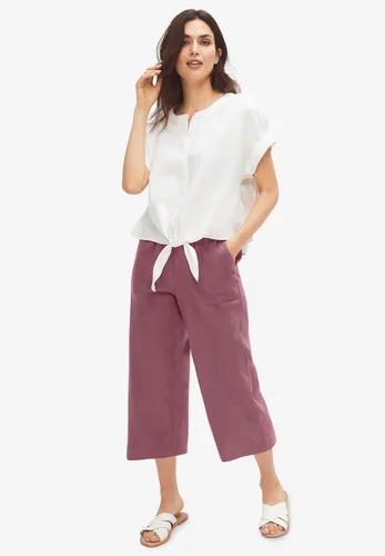 Vista 4 de Ellos Capris con cordón de mezcla de lino de talla grande para mujer