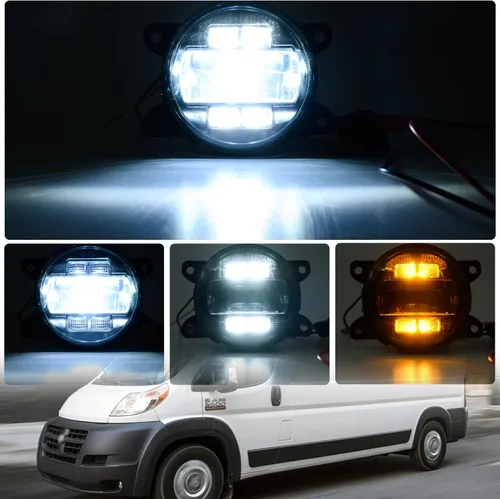 Vista 3 de Conjunto de lámpara antiniebla LED de repuesto para Ram Promaster 1500 2500 3500 2014-2023 Switchback ámbar blanco DRL Lámparas de conducción