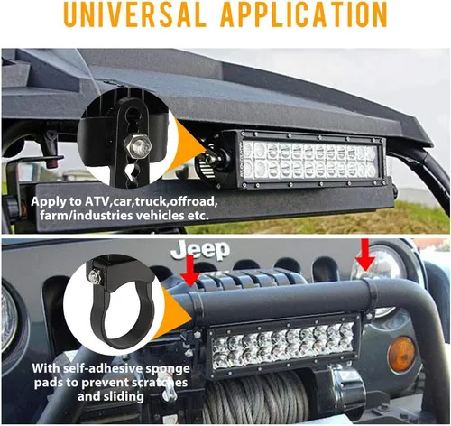 Vista 10 de Auxbeam Kit de soporte de montaje de 1.75 pulgadas, abrazaderas de jaula enrollable para barra de luz LED oculta, Jeep Wrangler, camiones