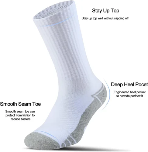 Vista 2 de Calcetines acolchados de algodón para hombre, con compresión de arco atlético, control de humedad, duraderos, cómodos, para trabajo, 6 pares