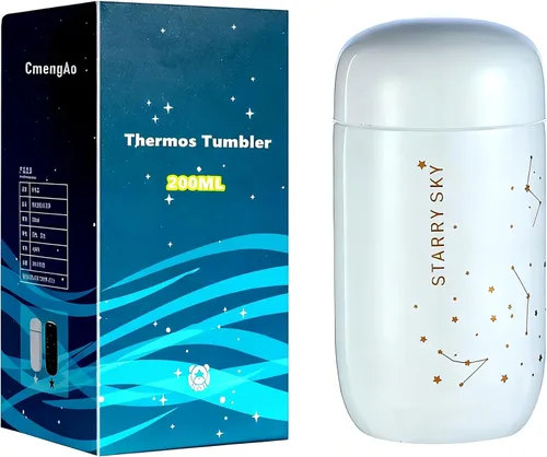 Vista 8 de Mini Starry Sky Botella de agua aislada al vacío, 7 onzas, color negro