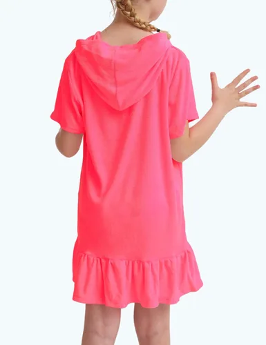 Vista 2 de Traje de baño para niñas con capucha multicolor con cremallera y volantes, traje de baño de manga corta