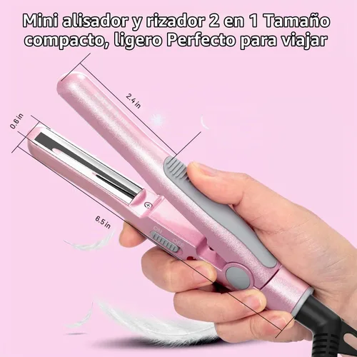 Vista 4 de DAN Technology, Plancha de pelo pequeña para cabello corto, mini plancha de pelo de 1/2 pulgada, plancha plana de viaje de doble voltaje, placas