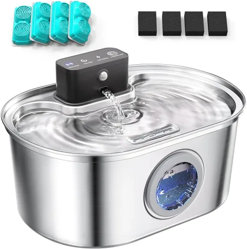 Vista 7 de Fuente de agua para gatos con bomba - Bomba de repuesto ultra silenciosa para fuente de agua inalámbrica de 3.2L/1.08 galones para dispensador