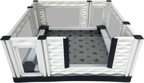 Vista 19 de EZwhelp EZclassic 28"x28"x18" Caja de parto acolchada pequeña para perros con rieles, suministros para parto de cachorros, almohadilla negra