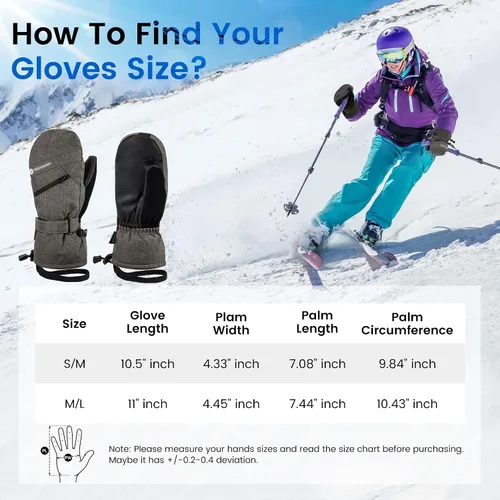 Vista 2 de ANDORRA Manopla de esquí y snowboard con pantalla táctil para mujer con cremallera diagonal