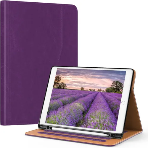Vista 11 de OKP Funda para iPad de 9ª generación 2021/8ª generación 2020/7ª generación 2019 de 10.2 pulgadas, funda con visión multiángulo, cuero PU con soporte