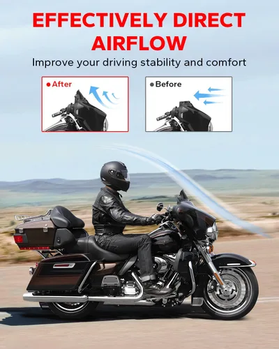 Vista 3 de Amazicha Parabrisas ondulado negro de 4.5 pulgadas compatible con Harley Davidson Touring Electra Glide Street Glide 2014 2015 2016 2017 2018 2019