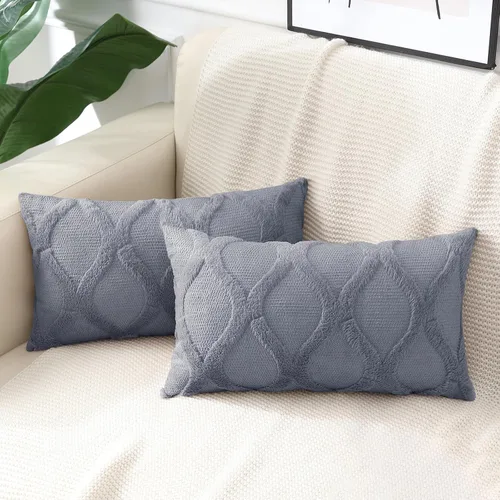 Vista 33 de decorUhome - Juego de 2 fundas de cojín decorativas para primavera de 16 x 16 pulgadas, fundas de almohada afelpadas de lana y piel sintética suave