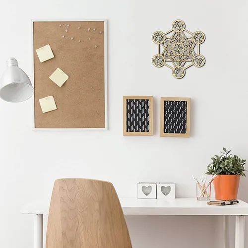 Vista 3 de Bnesi Arte de pared con cubo de Metatron de 11.8 pulgadas, geometría sagrada, cuadrícula de cristal, geometría sagrada, decoración de pared