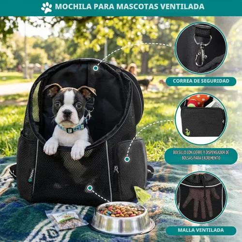 Vista 4 de PetAmi Dog Carrier Backpack, Hands Free Front Pet Carrier, 10 lbs, Black Negro