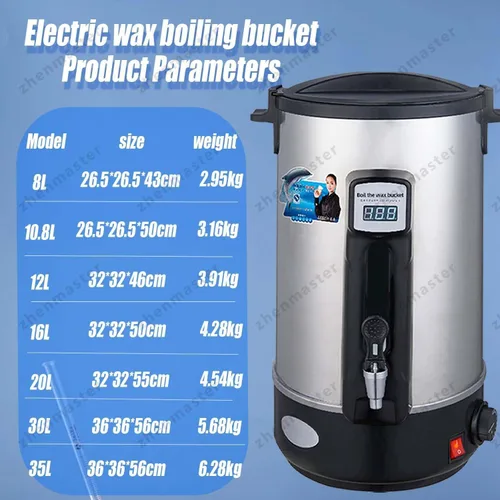 Vista 8 de Electric Candle Wax Melter 1500W, Stainless Steel Wax Melting Pot 8–35L with Digital Thermostat and Wax Pouring Nozzle, for Soy Wax, Beeswax, 8L