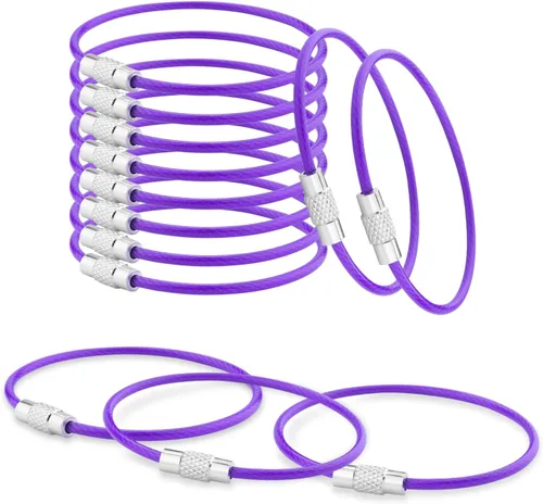 Vista 11 de 100 paquetes de llaveros de cable grandes de 6" con anillo de llavero de metal en masa para etiquetas de equipaje al aire libre (GRUESO: 2MM)