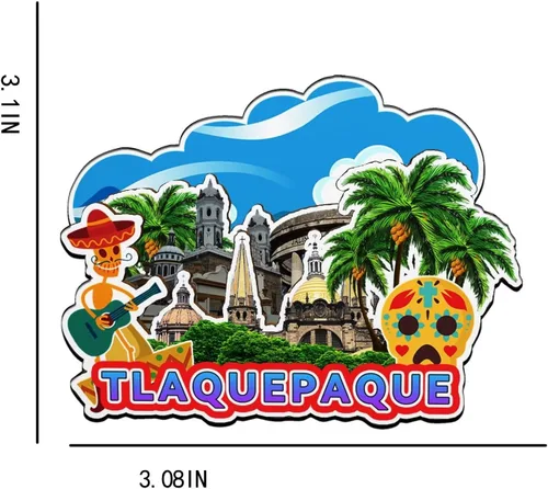 Vista 3 de Tlaquepaque - Imán de México para nevera, de madera, 3D, monumentos de viaje, coleccionables, recuerdos, decoración hecha a mano -2099