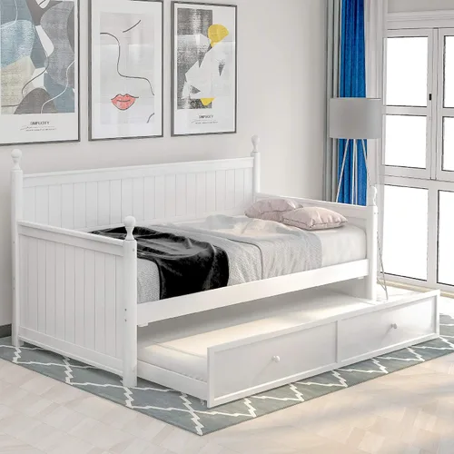 Vista 10 de Harper & Bright Designs Sofá cama individual con cama nido, marco de sofá cama individual de madera para dormitorio, habitación de invitados, sala