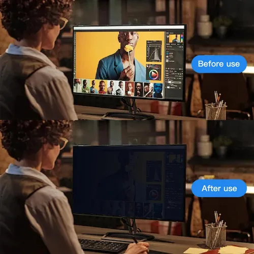 Vista 9 de Pantalla de privacidad magnética colgante de 21.5 pulgadas para monitor de pantalla ancha de 16:9, pantalla de privacidad extraíble, antirreflejos