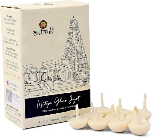 Vista 7 de SATVIK Pure Ghee Mechas – 30 piezas en 1 caja de mechas de algodón Hasta 30 mints de tiempo de combustión Ideal para Pooja hindú – Sin cera