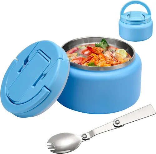 Vista 13 de BABHAMNESS Termo de sopa de 13.5 onzas para comida caliente para niños, recipiente aislado al vacío con tapa de hebilla, boca ancha, a prueba