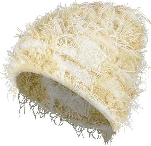 Vista 23 de Chuarry Distressed Knitted Beanie Fuzzy Winter Hat Albaricoque surtido
