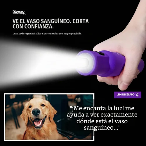 Vista 6 de Diamondg Micro - Molinillo de uñas para perros, sonido silencioso con luz Micro - Púrpura