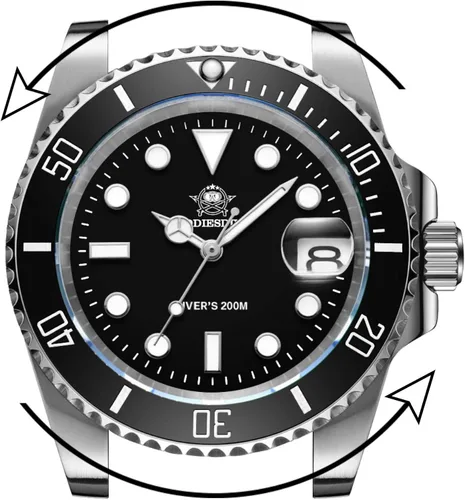 Vista 2 de ADDIESDIVE Quartz Dive Watch for Men Diver 200M Steel Strap Luminous Multicolors Dial Black Blue Green