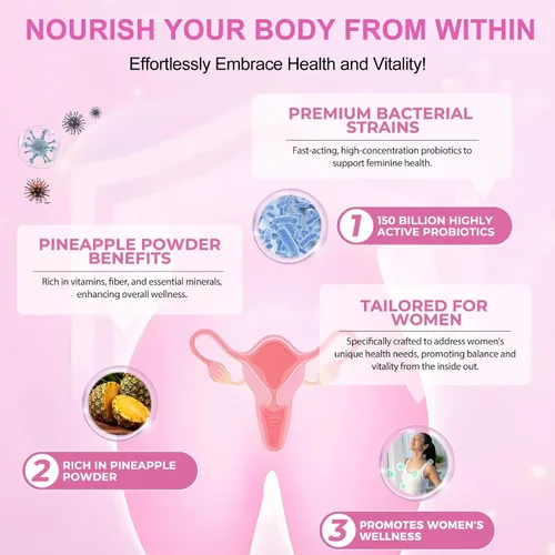 Vista 5 de 60 gomitas de equilibrio femenino de primera calidad, gomitas de equilibrio de pH para mujeres, probióticos vaginales femeninos, suplemento de salud