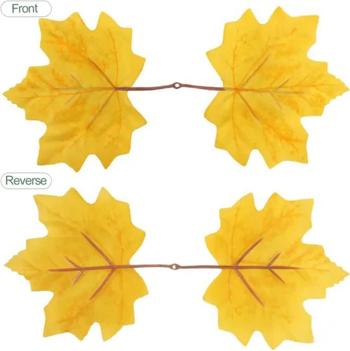 Vista 4 de 100 piezas de hojas de arce artificiales, hojas de otoño y otoño, guirnalda mixta surtida para manualidades, bodas, festivales, decoraciones