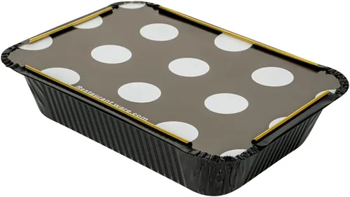 Vista 2 de Restaurantware Contenedores desechables de 16 onzas para llevar, 50 recipientes rectangulares para alimentos, con tapas de lunares, contenedores