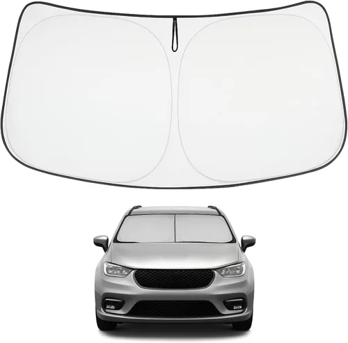 Vista 272 de Proadsy Parasol para parabrisas Rivian R1S 2022-2025 2026 de 4 capas plegable, protector de parasol frontal que bloquea los rayos UV, mantiene