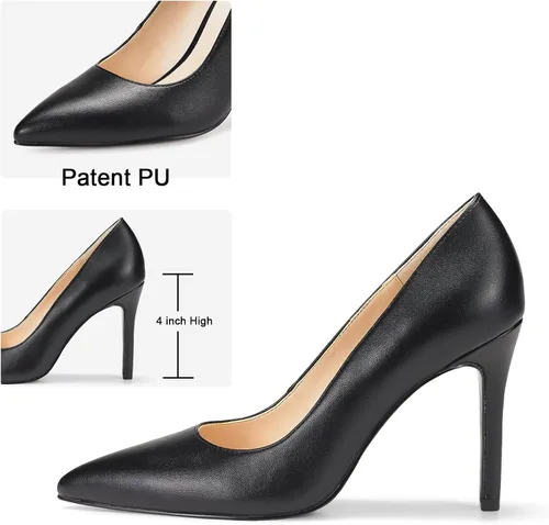 Vista 2 de JENN ARDOR Zapatos de tacón alto para mujer, con punta cerrada, de aguja, clásico, para oficina, boda, boda, sexy, para baile de graduación