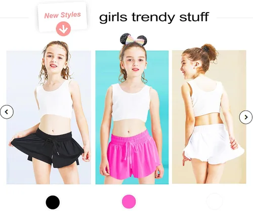 Vista 4 de Pantalones cortos de mariposa para niñas con forro de elastano, pantalones cortos de mariposa con bolsillo