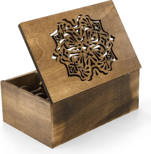 Vista 4 de WRINGKIT Caja organizadora de bolsas de té, madera, 9 compartimentos