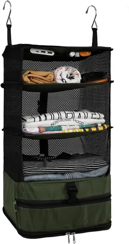 Vista 21 de Surblue Bolsa de Almacenamiento para Viaje con Estantes Colgantes, Cubo de Empaque de Compresión para Maleta Plegable con Capa Extensible de Gran