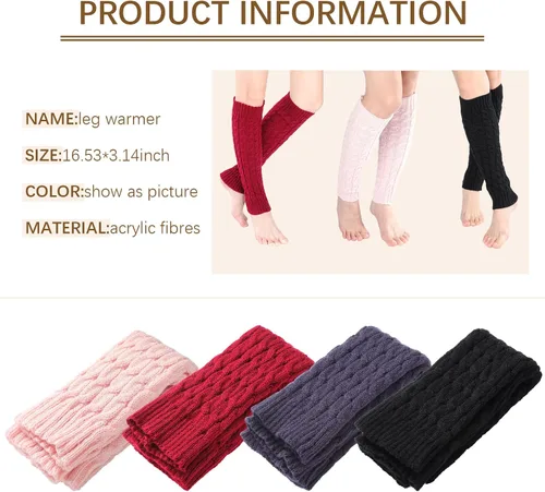 Vista 3 de SATINIOR 4 pares de calcetines largos de punto trenzado para mujer de invierno