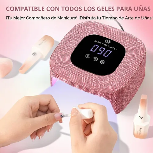 Vista 7 de 48W UV LED Nail Lamp Mini Nail Dryer for Gel Polish Pink Diamond